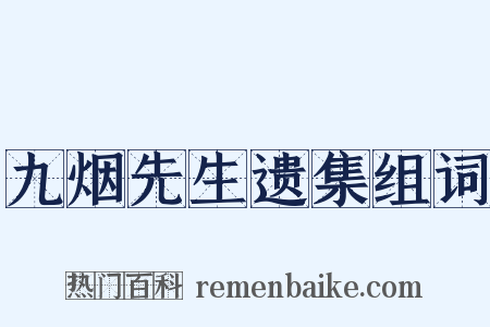 九烟先生遗集组词是什么意思的图片